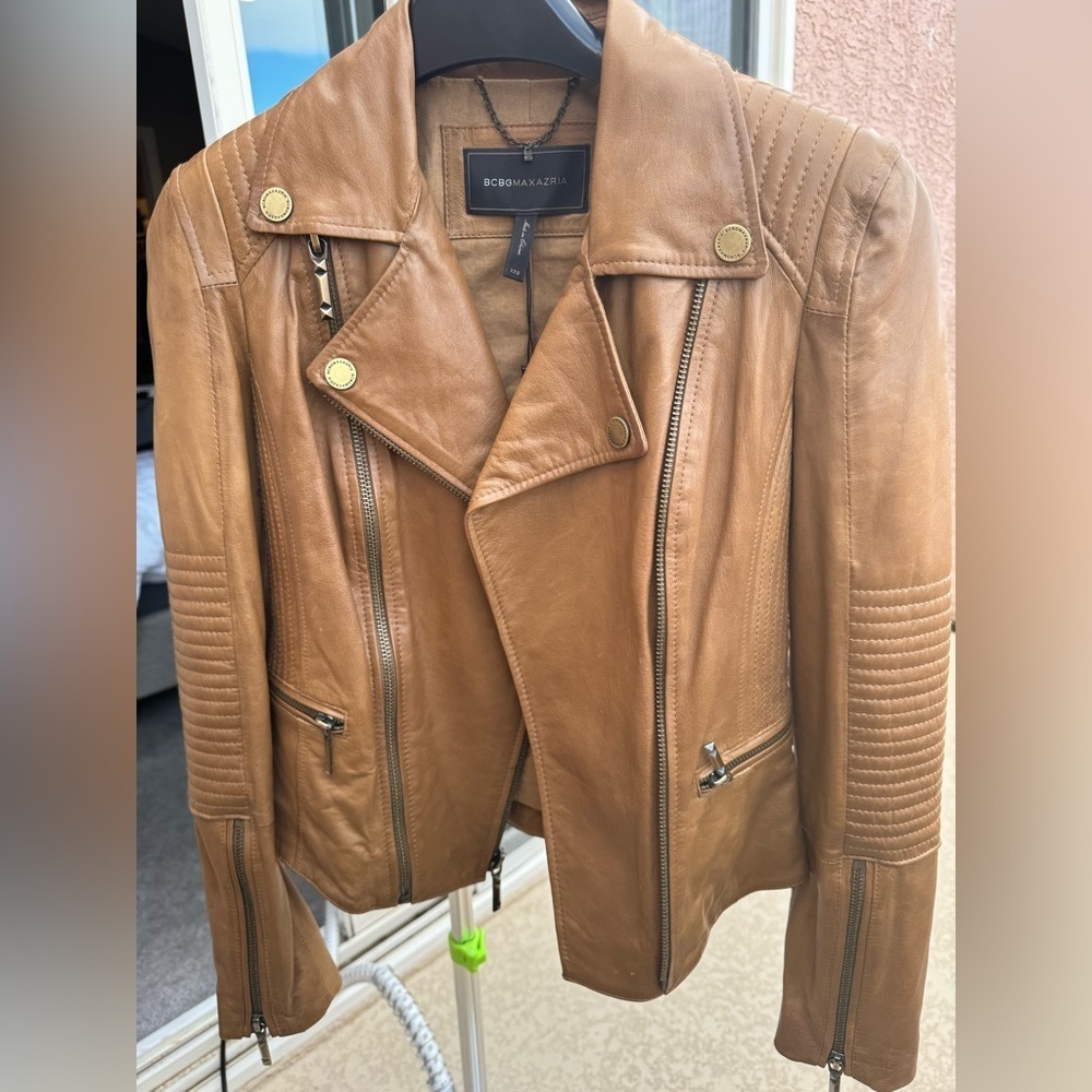 NWT Bcbg MaxAzria motorcycle Leather Jacket - Picture 3 of 14